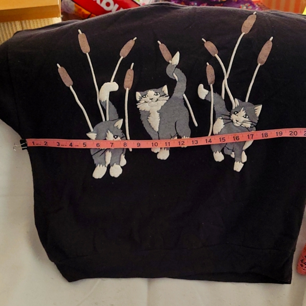 Sweatshirt, light weight, kittens with pussy willows: 3 front, 1 @sleeves & back